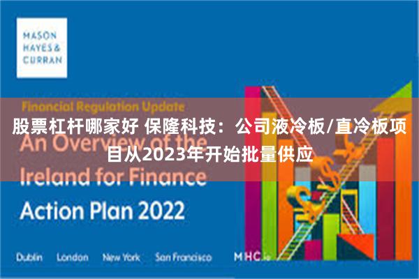 股票杠杆哪家好 保隆科技：公司液冷板/直冷板项目从2023年开始批量供应