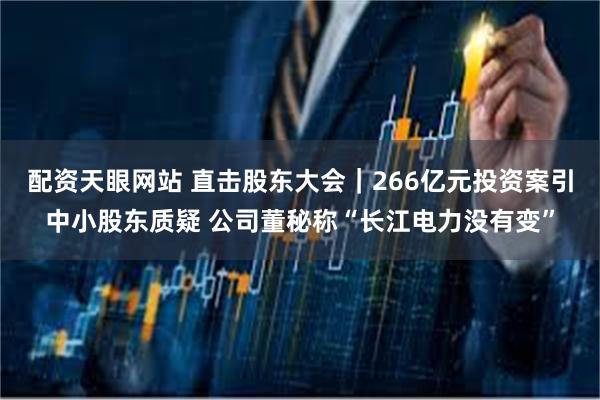 配资天眼网站 直击股东大会｜266亿元投资案引中小股东质疑 公司董秘称“长江电力没有变”