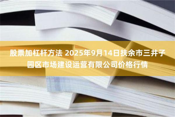 股票加杠杆方法 2025年9月14日扶余市三井子园区市场建设运营有限公司价格行情
